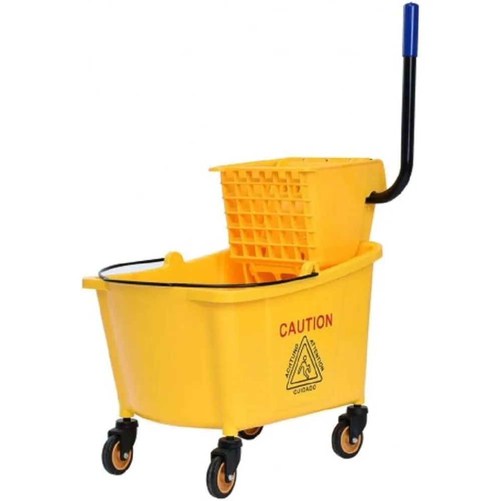 

Large 35 Quart Capacity Mop Bucket with Side Press Wringer for Home and Business Cleaning Trolley