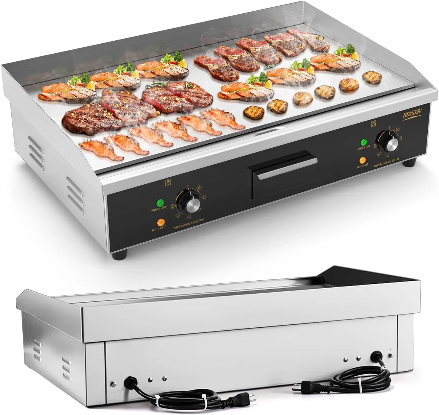 

30" Electric Countertop Flat Top Griddle, 3000W Electric Griddle, Teppanyaki Grill Stainless Steel with Adjustable Temperature C