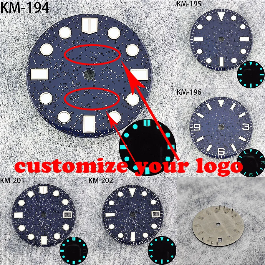 Custom LOGO NH35 Dial Blue Starry Sky Face Modification C3 BGW9 Night Light Fit NH34 NH35A NH36 Diving 200m Can 007 etc. 28.5mm