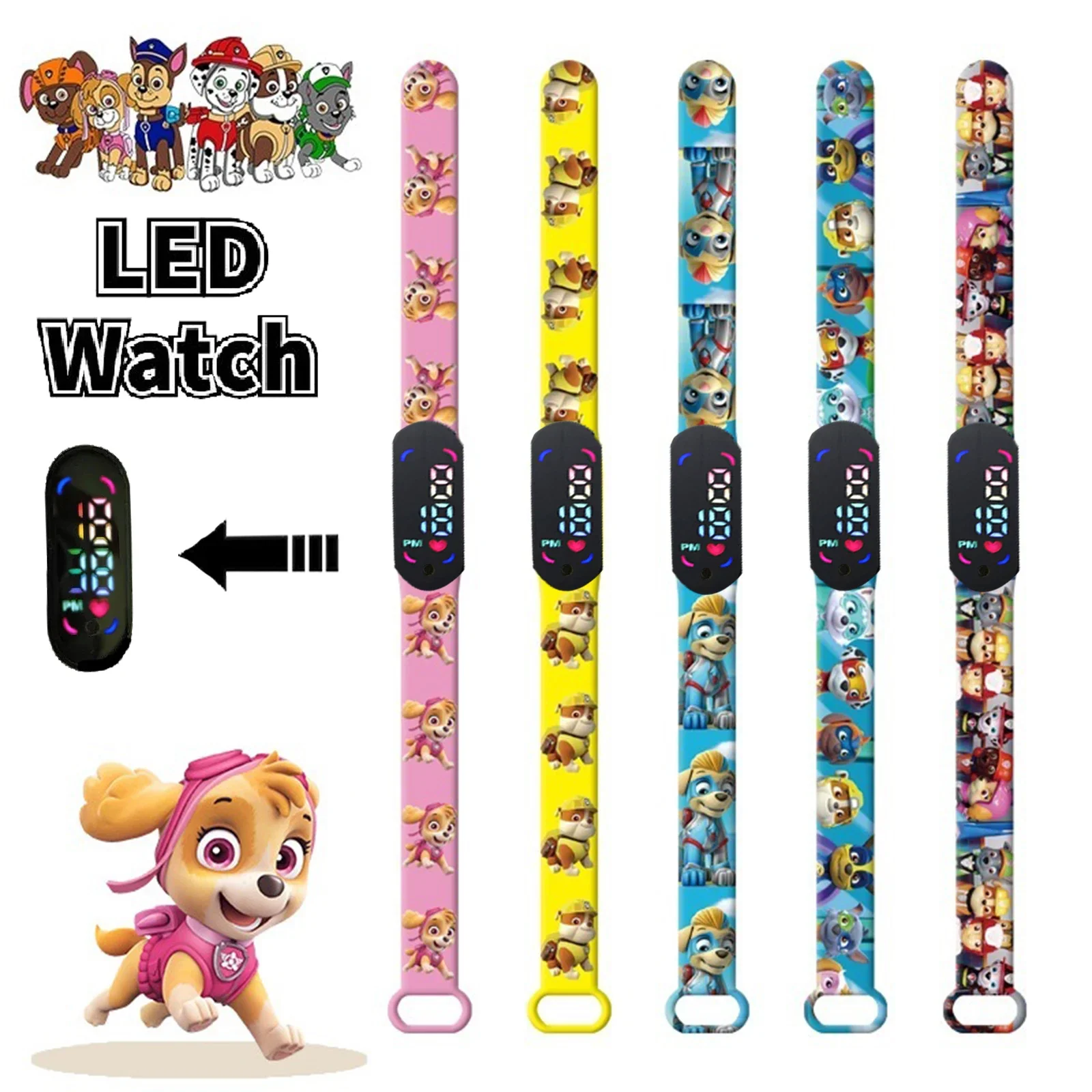 Paw Patrol Pokemon Kids\' Digital Watches Cartoon LED Touch Waterproof Electronic Kids Watch Birthday Gifts Toys