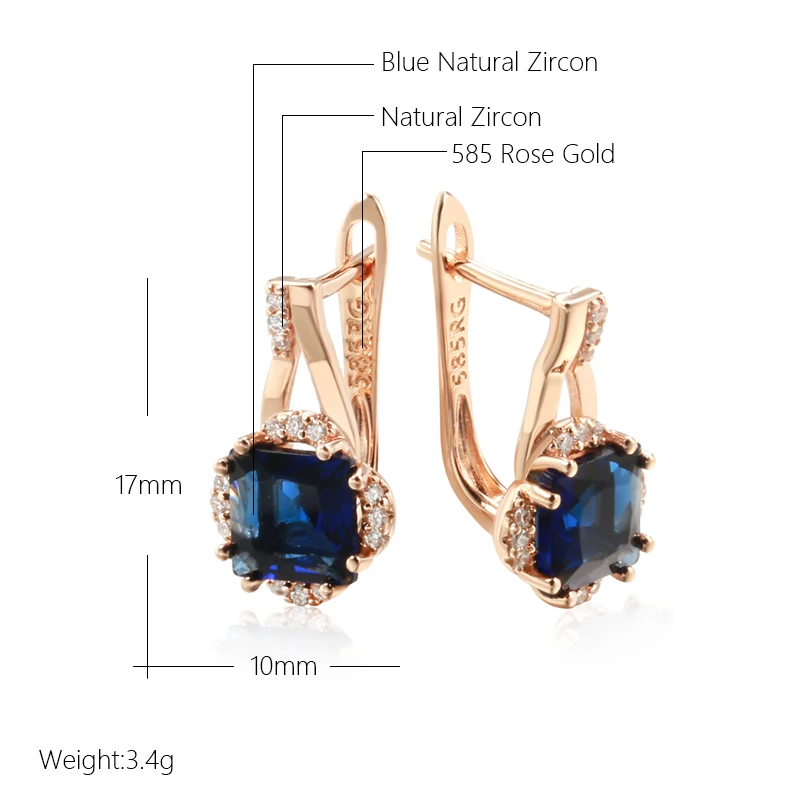 JULYDREAM Crystal Flower Geometric Blue Zircon Women Earrings Wedding Vintage Jewelry 585 Plated Gold Color Luxury Accessories