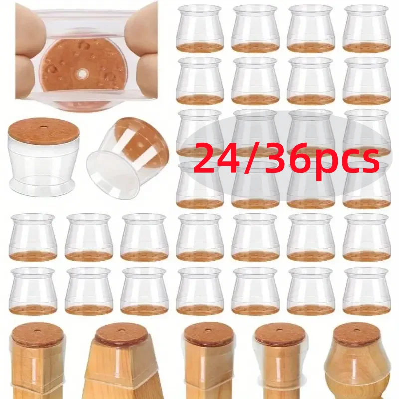 

24/36 шт. устройство защиты полов на ножки стула, низкое шумоподавление, предотвращающие царапины пола, чехлы на ножки стула, напольные фетровые подушечки,