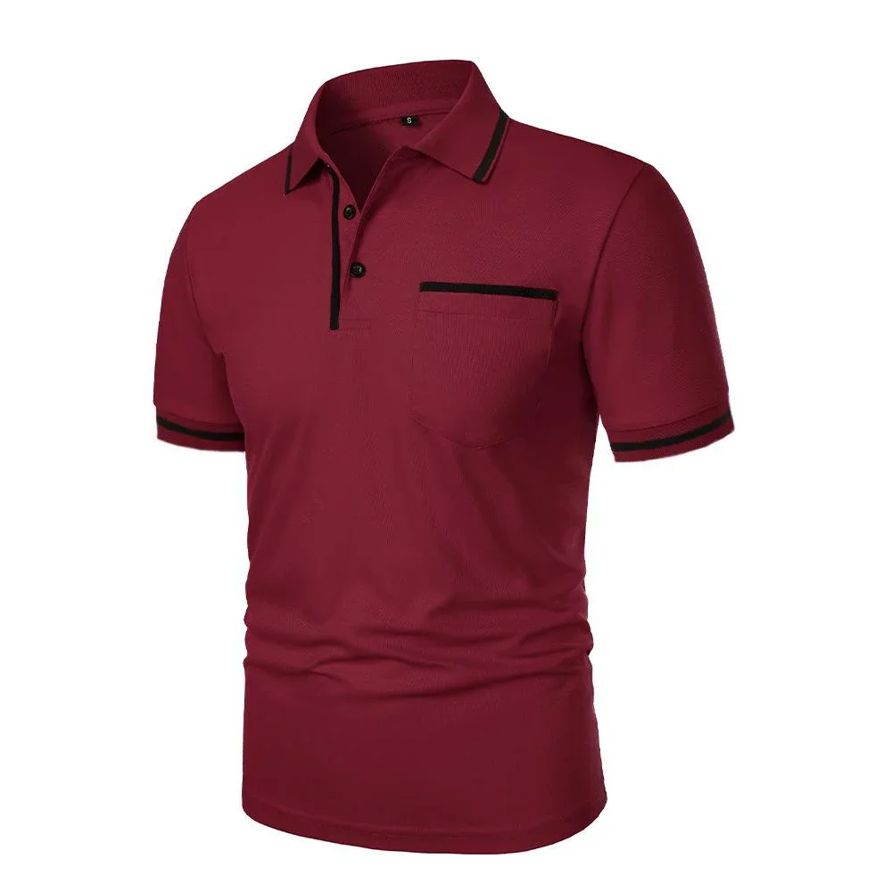 Herren Sommer Neues Modisches Kurzarm-Poloshirt, Lockeres Lässiges Poloshirt mit Tasche, Atmungsaktives Männer-Oberteil – Detail 25