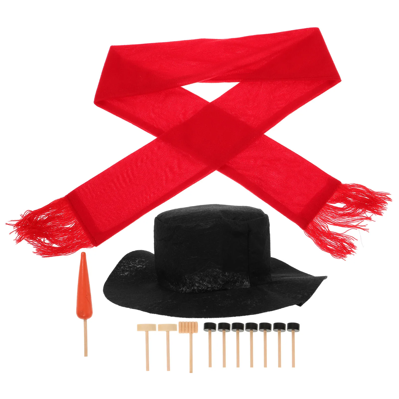 

13Pcs Snowman Kit Winter Christmas Decoration Hat Scarf Eyes Nose Mouth Button Pegs Creative Make Family Holiday Gift