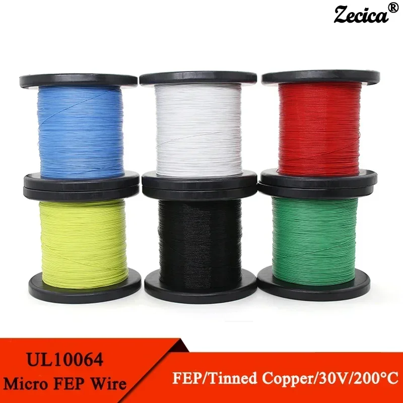 100/200/500M UL10064 PTFE Wire 40/36/34/32/30/28/26AWG PEP Plastic Solder High Conductivity Copper Cable Fine Micro Litz Wires