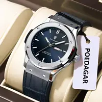 POEDAGAR, reloj de negocios de lujo para hombre, resistente al agua, luminoso, fecha, semana, reloj de pulsera para hombre, correa de silicona, relojes de cuarzo a la moda para hombre