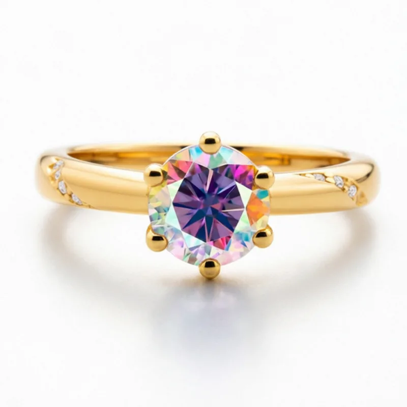 

Jellystory 1CT D Color Moissanite Ring S925 Silver Classic Single Stone Wedding Ring For Women Anniversary Birthday Jewelry gift