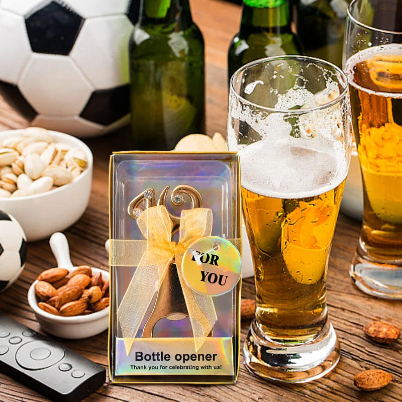 1/5pcs Golden Birthday Bottle Opener 30th 40th 60th Birthday Party Gifts Souvenir For Guests Wedding Anniversary Favors Decor