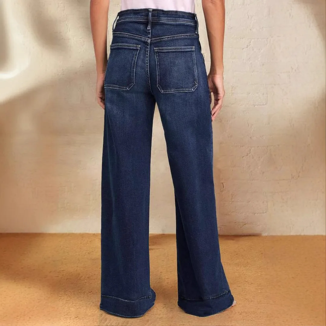 Jeans Women Denim Wide Leg Pants 2026 Streetwear Lace Up High Waist Stretch Distressed Washed Vintage Floor Length Trousers