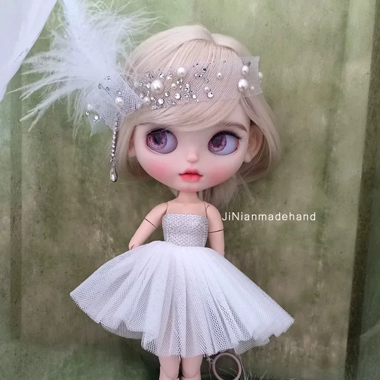 ICY Blyth Doll Headwear Accessories Luxury Pearls Feathers & Diamonds Hairband For 19 Joints OB24 Blyth Doll Dress Up Headdress
