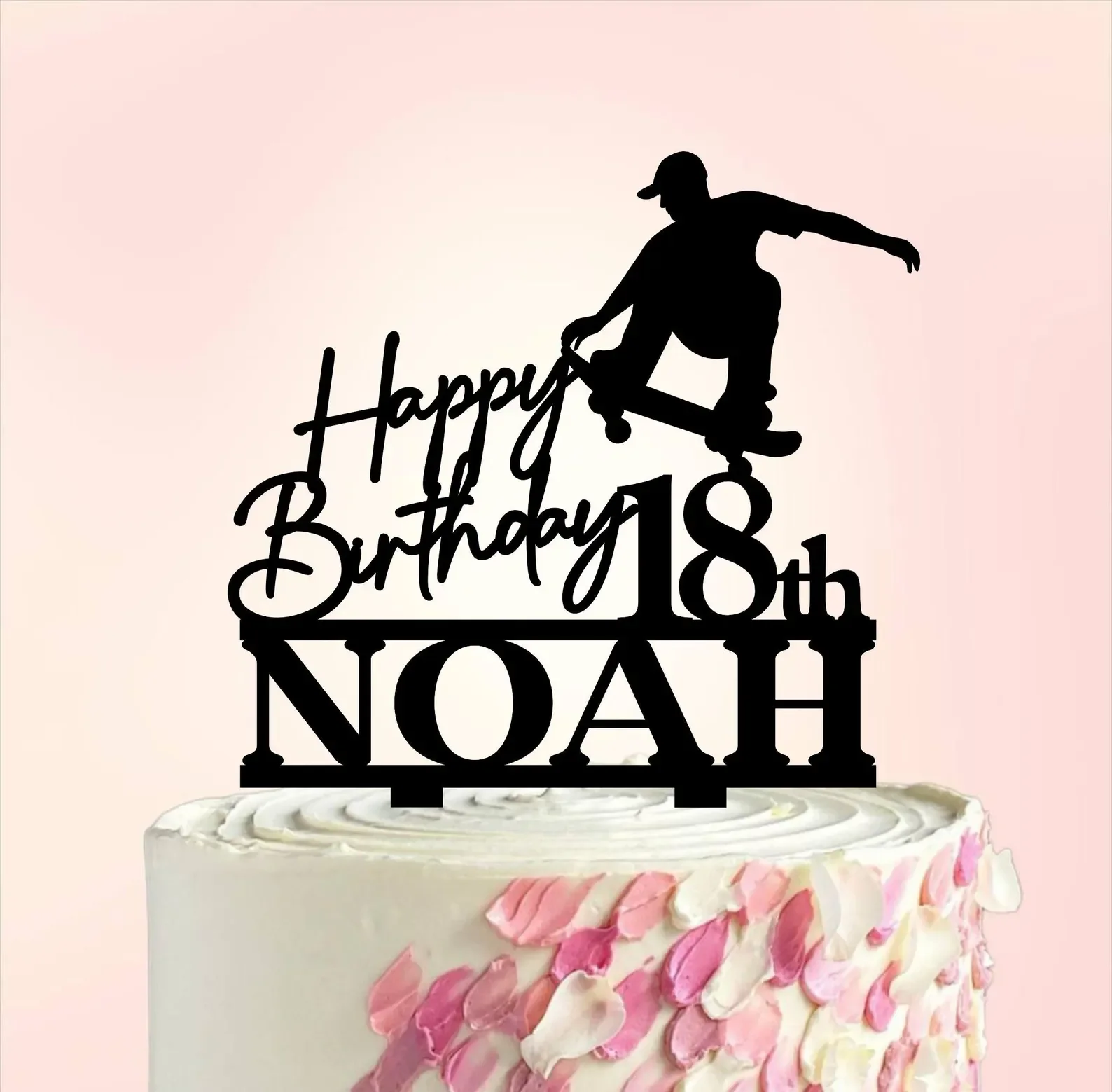 Adorno personalizado para tarta de cumpleaños con monopatín, adorno para tarta de cumpleaños con patinador, adorno para tarta con monopatín de feliz cumpleaños