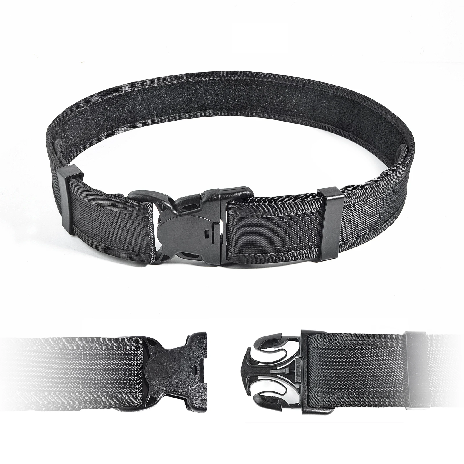 

Нейлоновый тактический ремень с подкладкой на крючок, 2-дюймовый регулируемый сверхпрочный ремень для полицейского правоохранительных органов, безопасность, простой черный