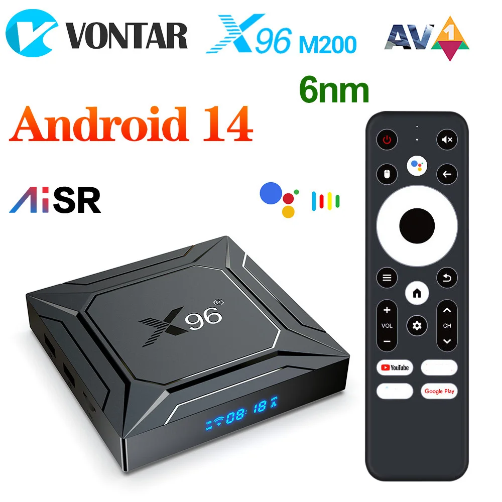 X96 M200 TV Box Android14 Amlogic S905X5M (S905A) Czterordzeniowy procesor ARM Cortex A55 Obsługa AI-SR AV1 4K HD 1000M LAN Wifi BT Set Top Box