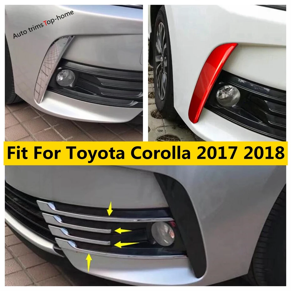 Front Bumper Grille Head Fog Lights Lamps Eyebrow Strip Cover Trim For Toyota Corolla 2017 2018 Car ABS Chrome / Red Accessories