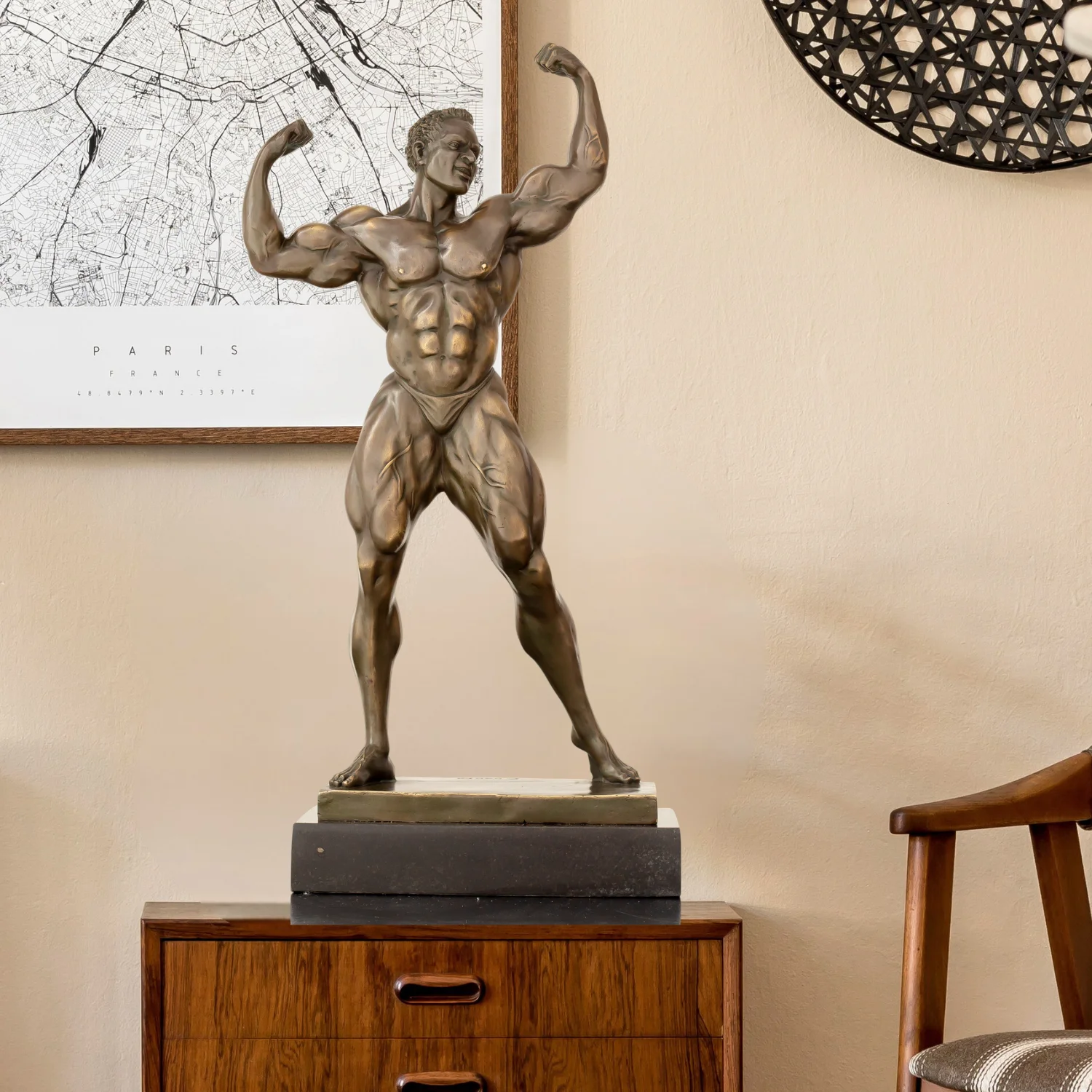 Muscle Man Bronze Statue Bodybuilder Classic Bronze Figurines Famous Art Decor Crafts