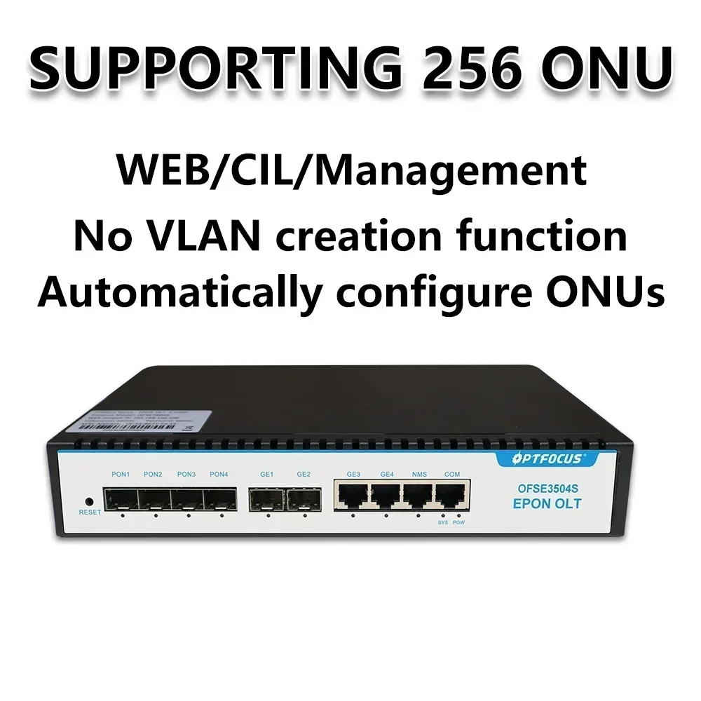 EPON OLT 4PON PX20+ GBIC EPON OLT 4port 1G Uplink 20km Compatible with All Brand of ONU 256 Users