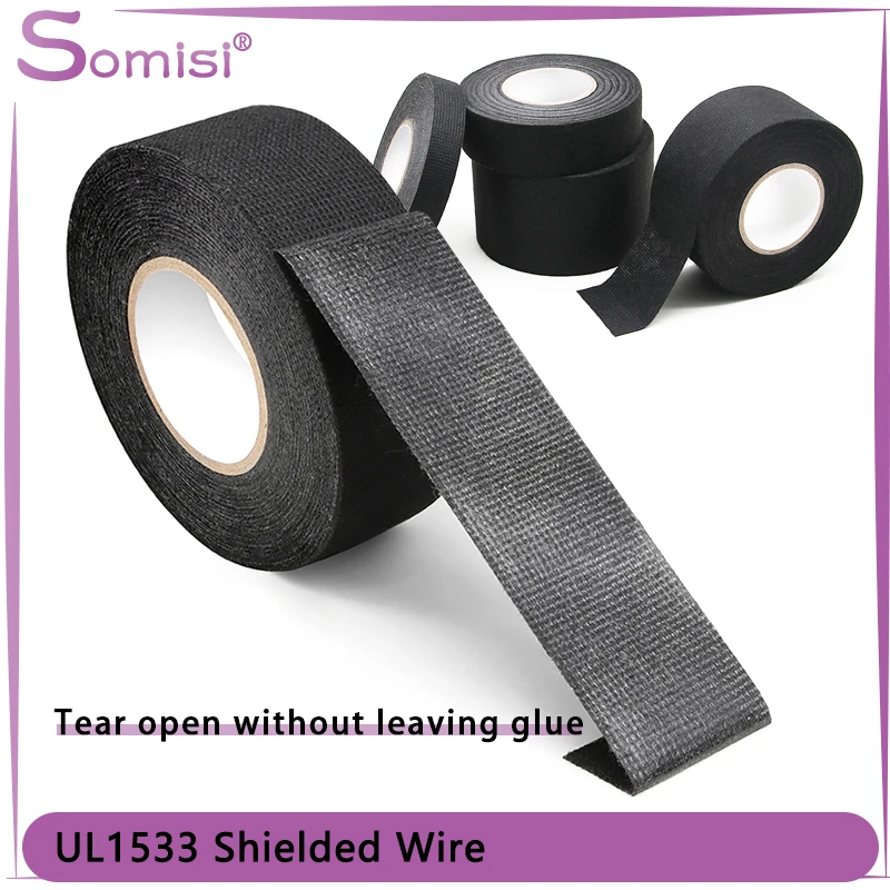 

Heat-resistant Adhesive Cloth Fabric Tape 15m/roll 9-50mm For Automotive Cable Tape Harness Wiring Loom Electrical Heat Tapes