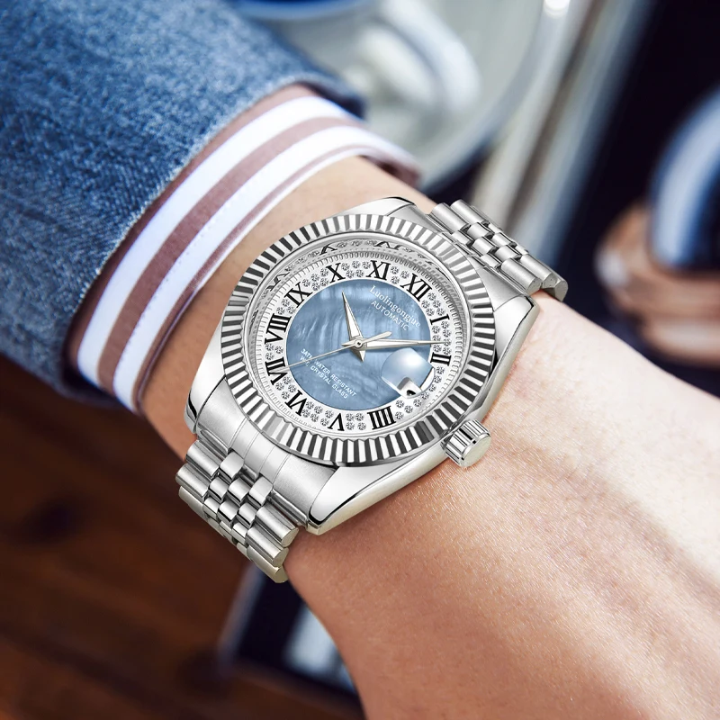 New High-End Luxury Men's Watch, Roman Pearl Shell Mechanical Watch, Skeleton Automatic Watch, Skeleton Design, High-End Fashionable Men's Watch.   Business Style, Fashionable Business Casual and Stylish Men's Watch, Mechanical Sports, Men's Luxury Watch, the First Choice for Gift Watches.