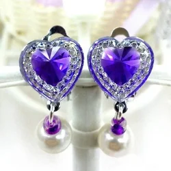 Cute Girls Children's Ear Clip Earrings Princess No Ear Hole Earrings Shining Diamond Earrings Pendant Ear Jewelry Accessories