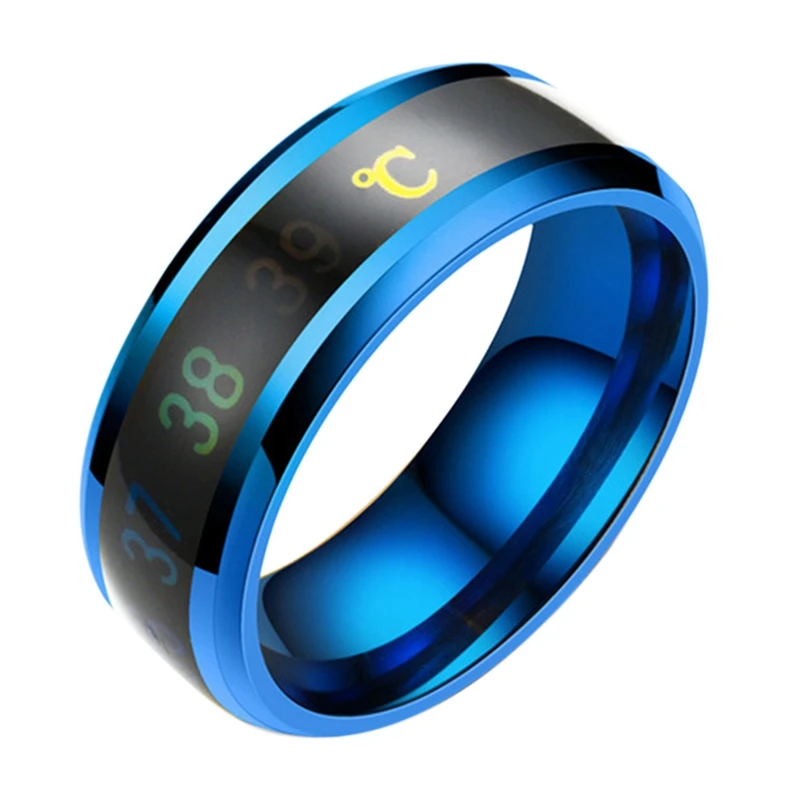 Anillo de temperatura de moda inteligente de acero inoxidable clásico boda pareja moderna para Mujeres Hombres anillos impermeables joyería