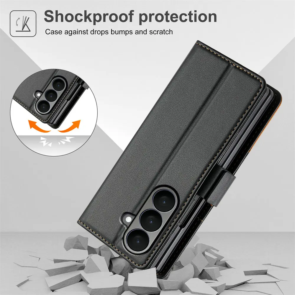 حافظة فاخرة لهاتف سامسونج جالاكسي Z Fold 7 5G 2025 محفظة جلدية مغناطيسية للكتب درع Coque Samsung Z Fold 3 4 5 6 Fold7 غطاء قلاب #1