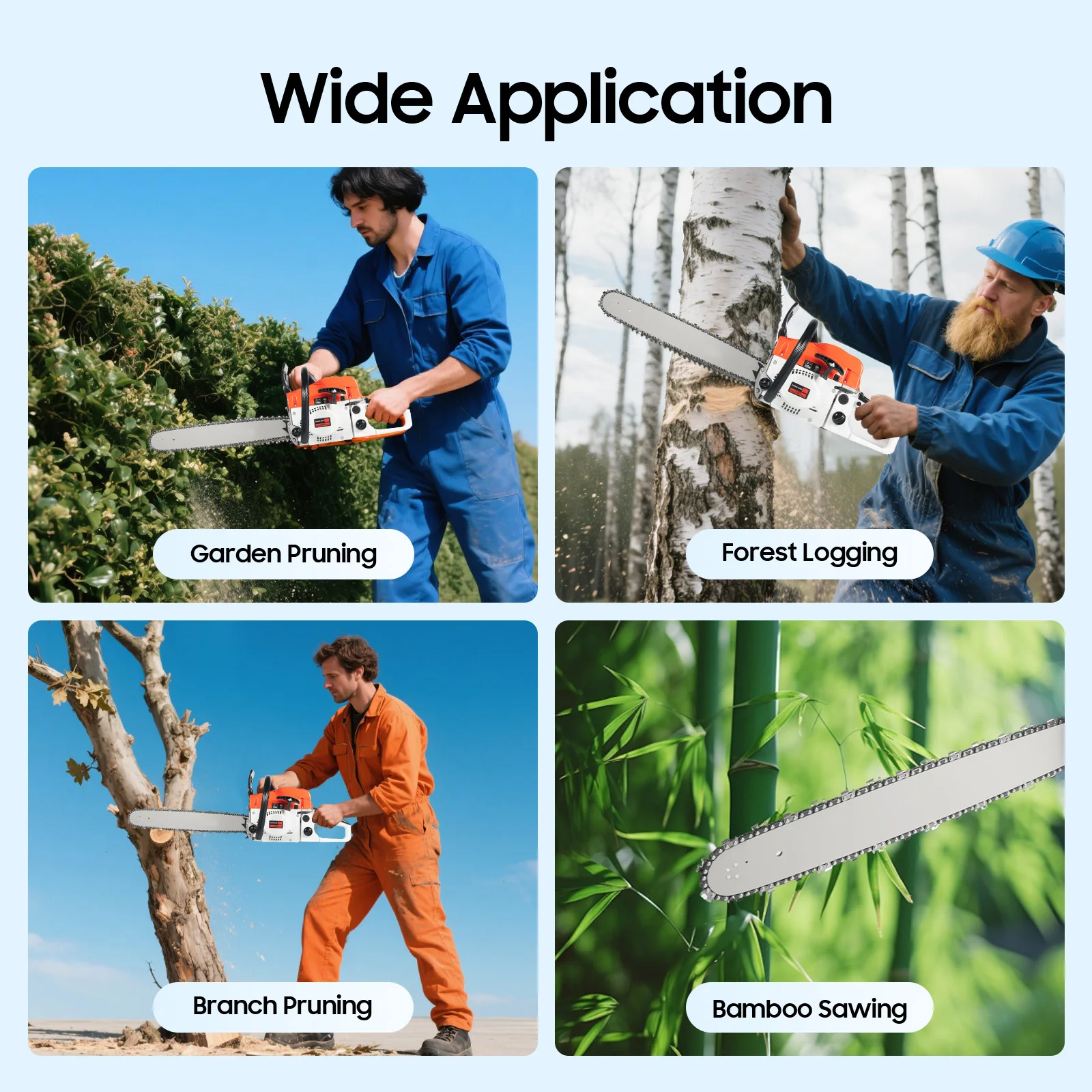 Chainsaw 20 Inch Chain Saw Professional Cutting Tool 2-Stoke Engine 52cc Saw Machine Suitable for Ranches, Farms, Etc