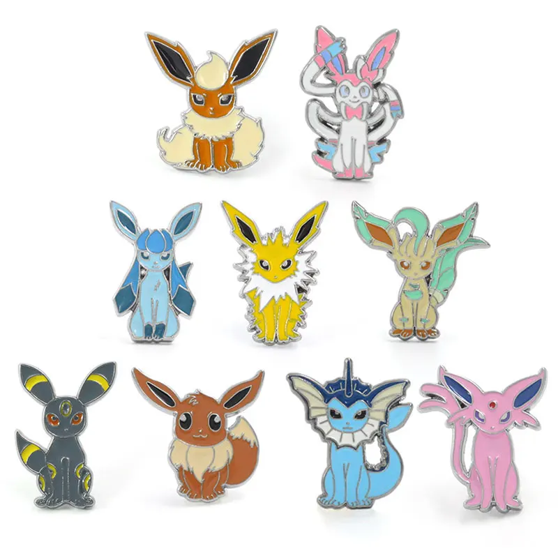 Cartoon Creative Pokemon Eevee Enamel Pins Eeveelution Pocket Monster Metal Brooch Badge Backpack Accessory Gifts