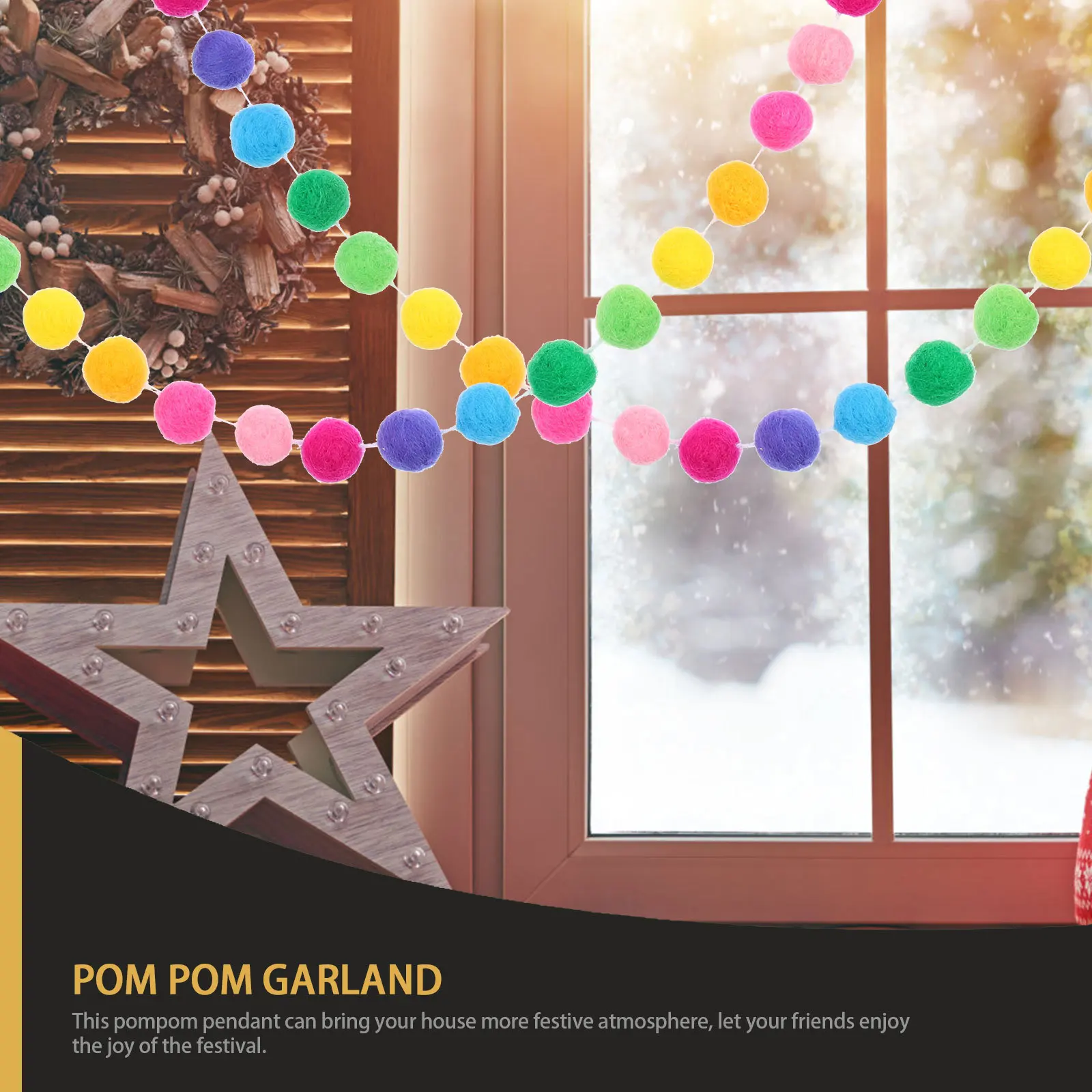 

Hanging Ornament Felt Ball Garland Strong Shape Retention Festive Decor for Home Office School Party Favor Gift Idea