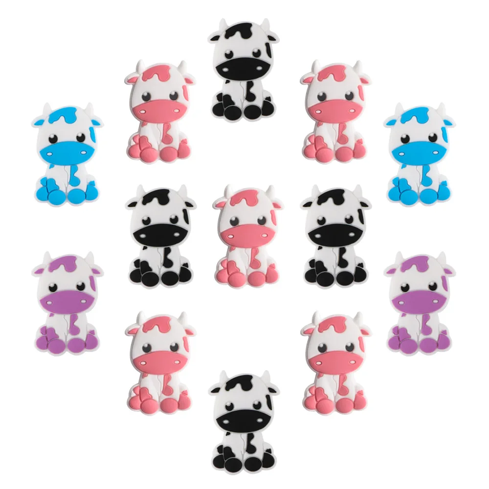 Hot Sale 10Pcs Cartoon Mini Silicone Animal Beads Food Grade DIY Bracelet Jewelry Pacifier Chain Accessories