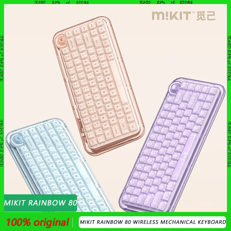 MIKIT Rainbow 80 Wireless Mechanical Keyboard Bluetooth Tri-Mode Hot Swap RGB Customized Female Notebook PC Gaming Keyboard