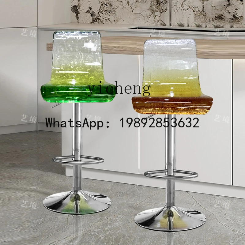 AB   Modern Simple Furniture Transparent Resin High Stool Home Bar Front Desk Lifting Chair
