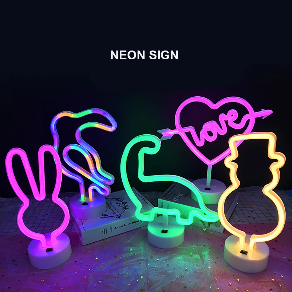 

Neon Sign USB/AA Battery LED Decoration LOVE Musical Note Led Night Lights Rabbit Mushroom Dolphin Anchor Dinosaur Toucan