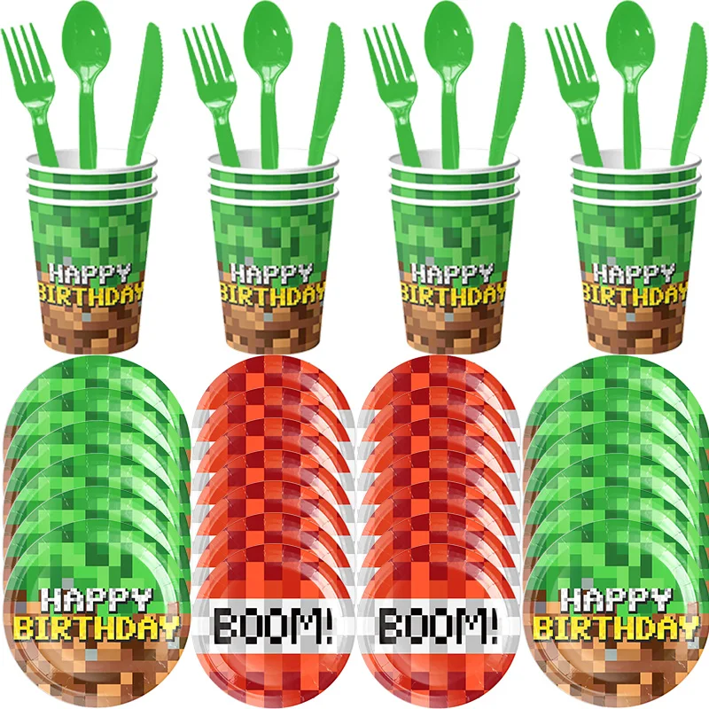 زينة حفلة عيد الميلاد الصبي أدوات المائدة طبق ورقي كوب منديل مفرش المائدة سوار العلم شنطة هدايا الاطفال لوازم حفلة عيد ميلاد