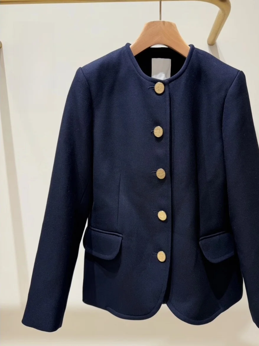 Manteau court Heidd Ele Sle Deep Blue Metal Bule pour femme, manches longues, en fibre de polyester, idéal pour les trajets quotidiens