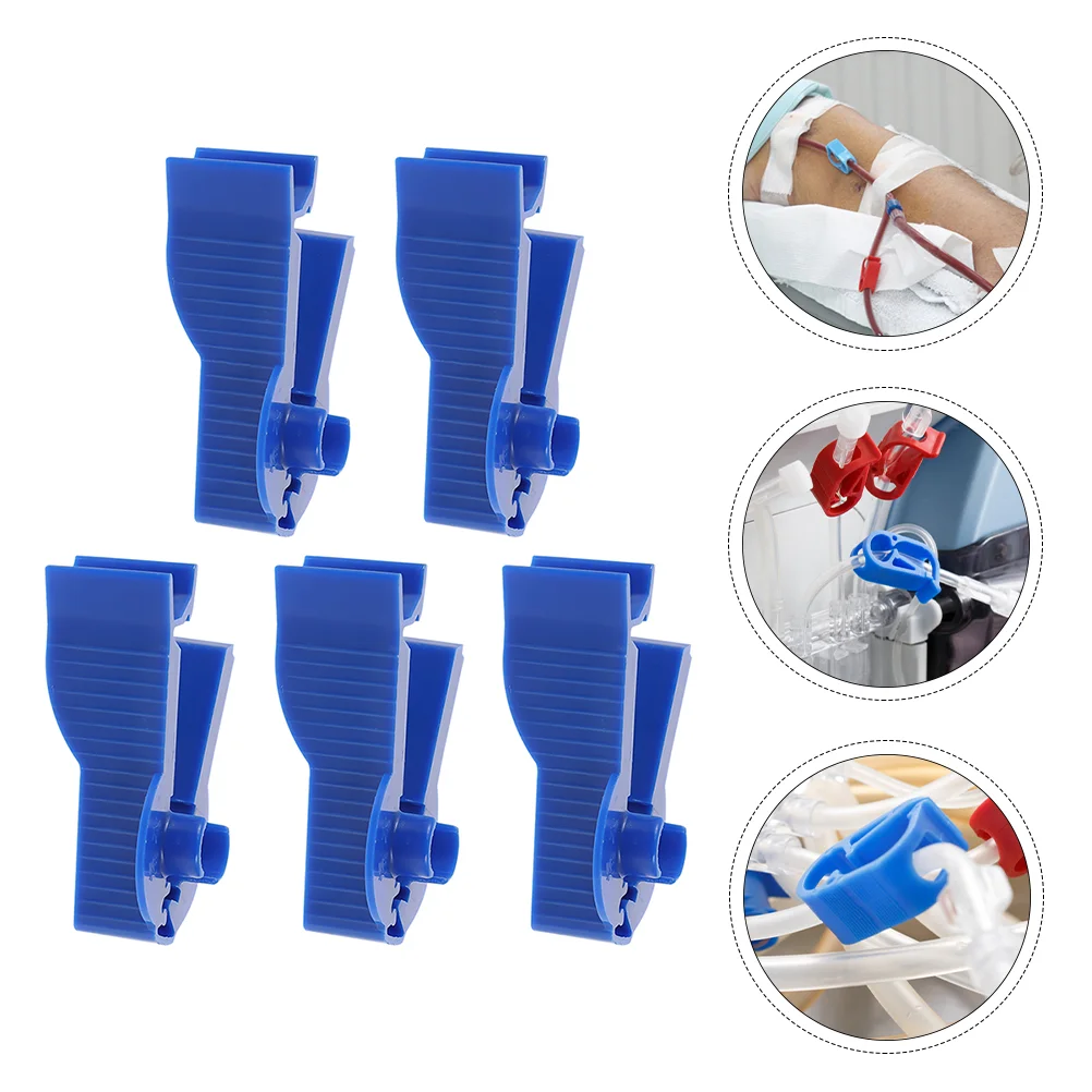 5 Pcs Universal Permeable Pipe Clamp Tubing Medical Blue Abs Peritoneal Dialysis Accessories Flow Control Clip