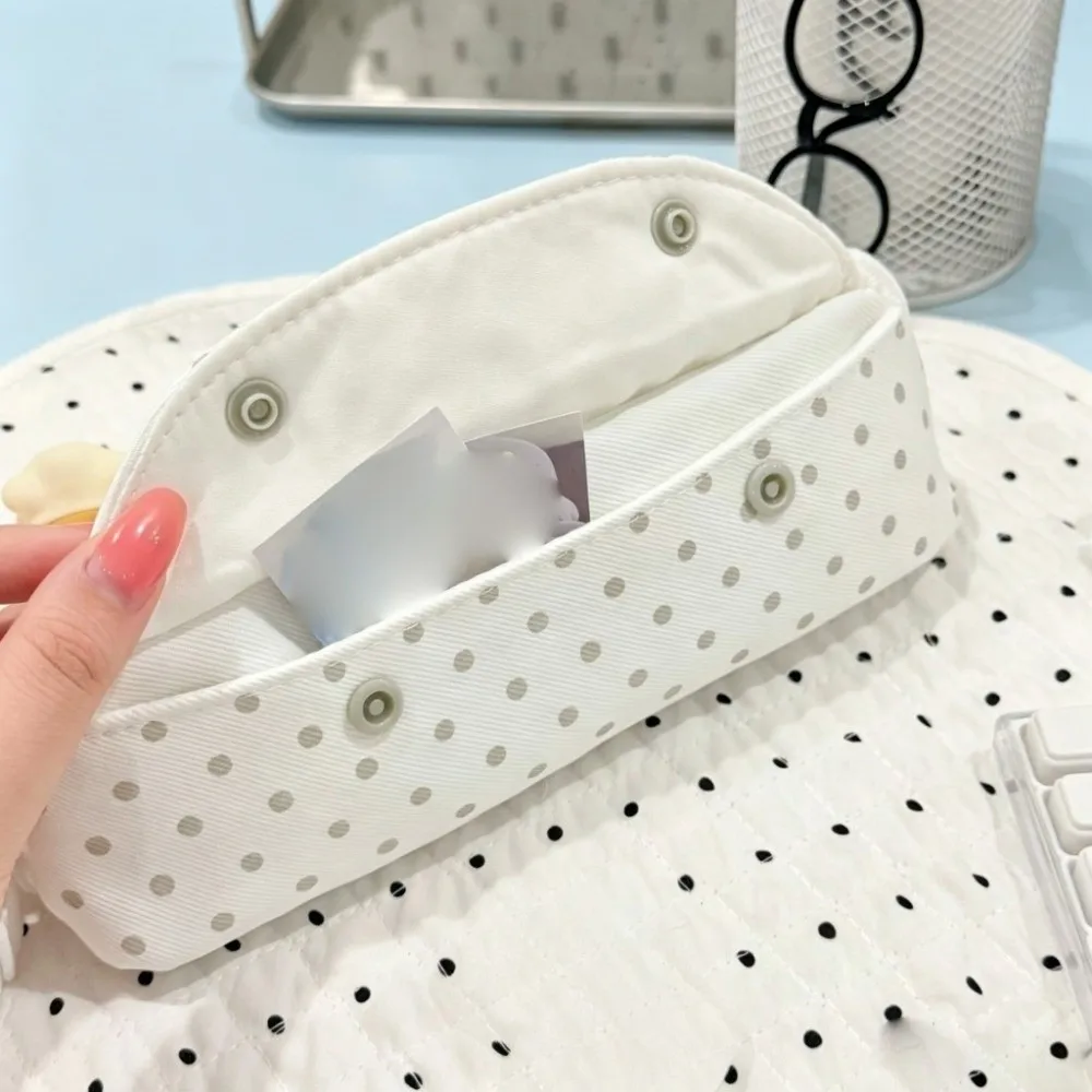Polka-Dot Pattern Pencil Case Large Capacity Minimalist Design Stationery Storage Bag Shell Shape Multi-functional Pen Pouch
