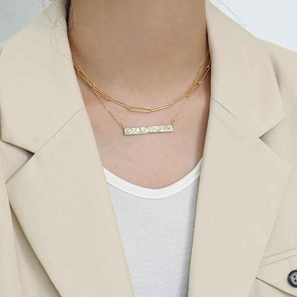 ANDYWEN 925 Sterling Silver Gold Geometric Chain Choker Square Necklace Adjustable Women Luxury 2020 Rock Punk 40cm Chains Jewe