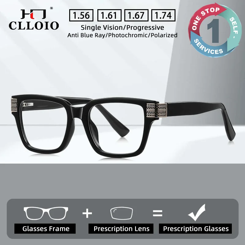 CLLOIO Fashion Versatile Prescription Glasses Anti Blue Light Anti-Reflective Myopia Glasses Custom Progressive Reading Eyewear