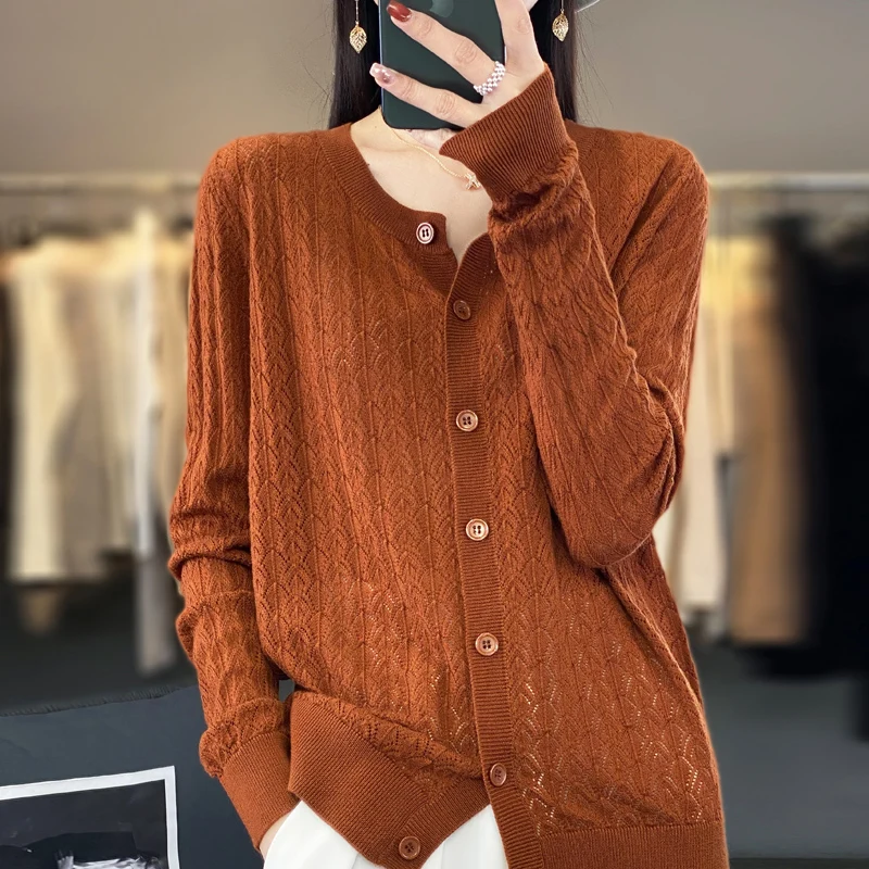 2023 New Women\'s Cardigan Women\'s Cashmere Cardigan Women\'s Sweater Cardigan Hollow out Cardigan Knitted Cardigan Cashmere Coat