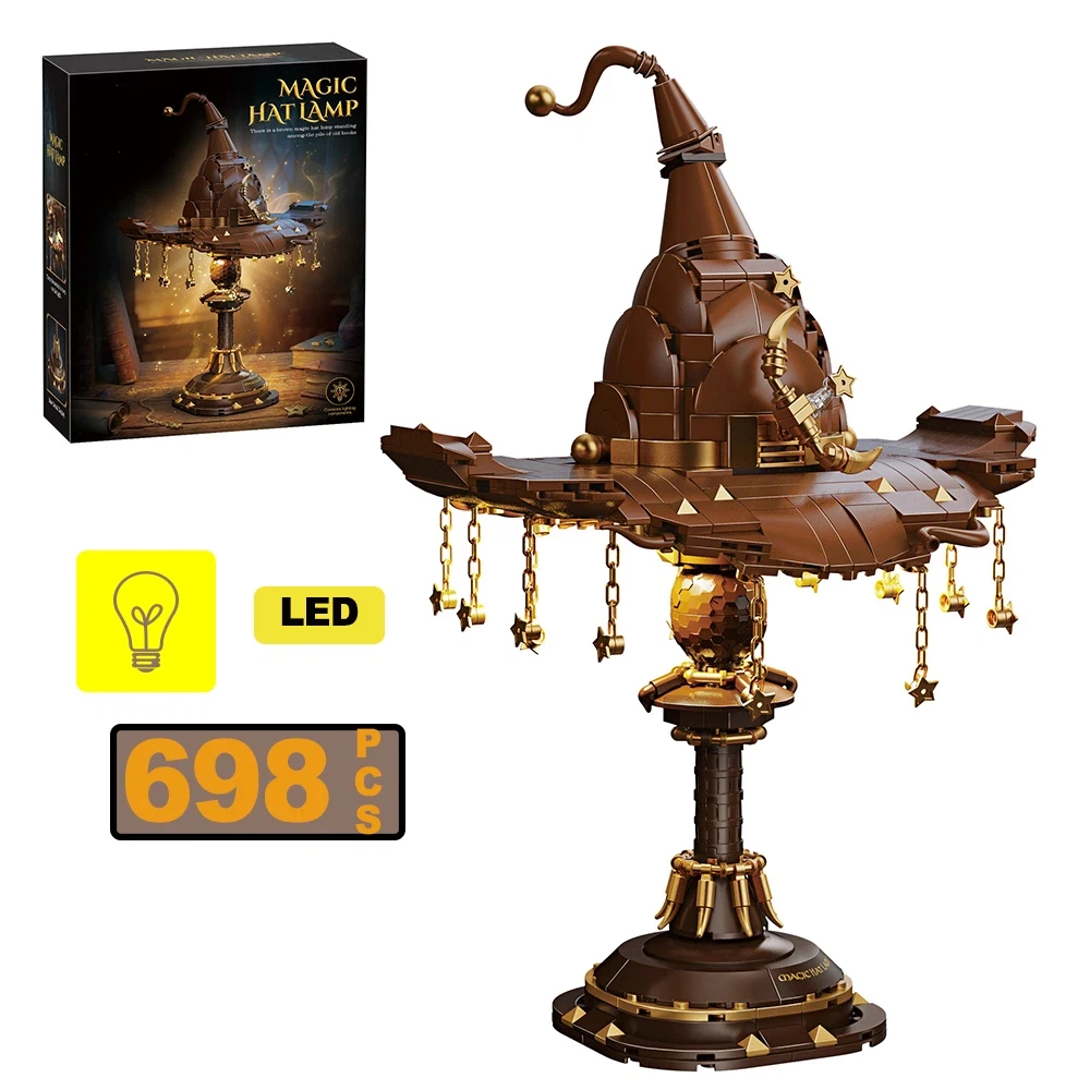 

698PCS Moc Magic Hat Table Lamp Building Blocks City European Style Romantic Home Decoration Friends Bricks Toys Children Gifts