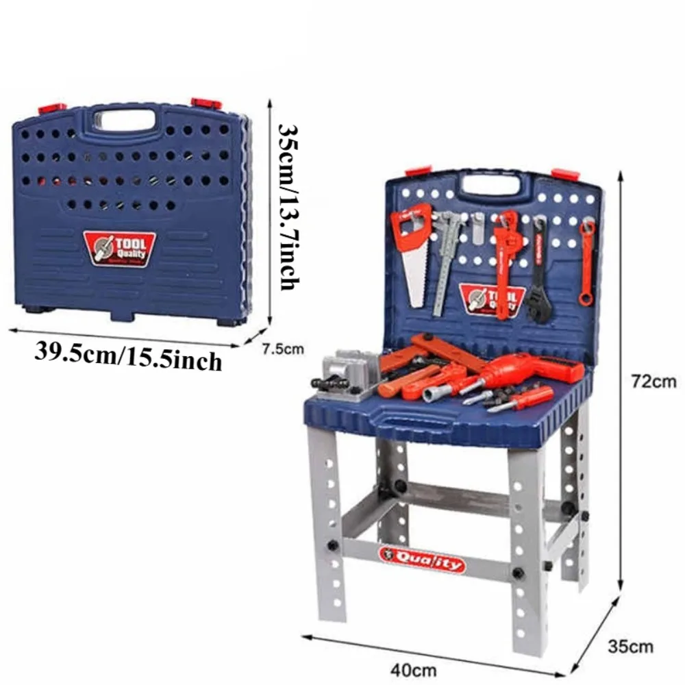 منضدة أدوات ألعاب للأطفال مع أدوات واقعية ومثقاب كهربائي للعب التظاهري ورشة عمل البناء أدوات بناء الجذعية #2
