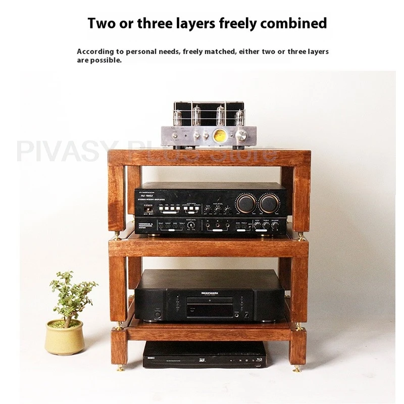 1-3 Layer Audio Rack 4.5 Thick Amplifier Shelf 50kg Load Capacity AMP Storage Bracket Solid Wood Tenon Joint For Home Theather