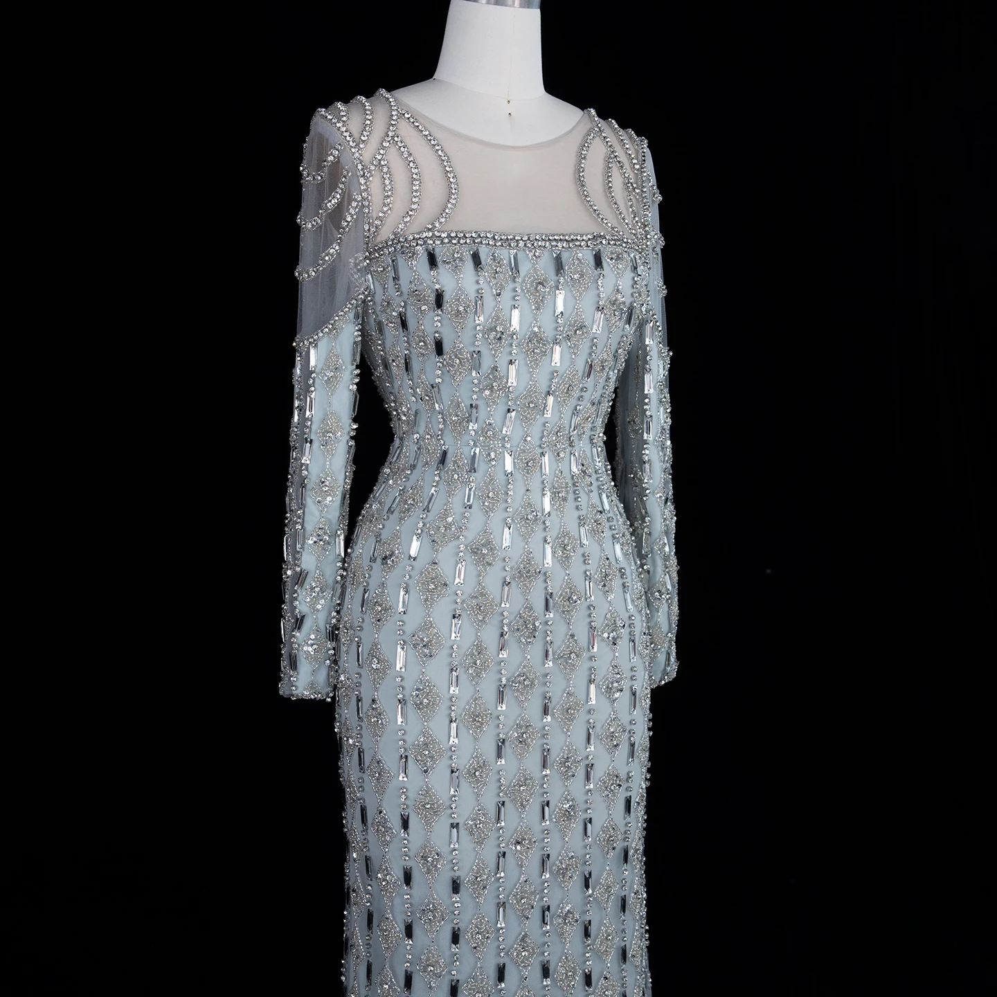 Sharon Said Luxuriöses Salbeigrünes Abendkleid Dubai Muslimisches Meerjungfrauenkleid mit Langen Ärmeln Islamisches Hochzeits-Party-Ballkleid SS398 Maßanfertigung – Detail 7
