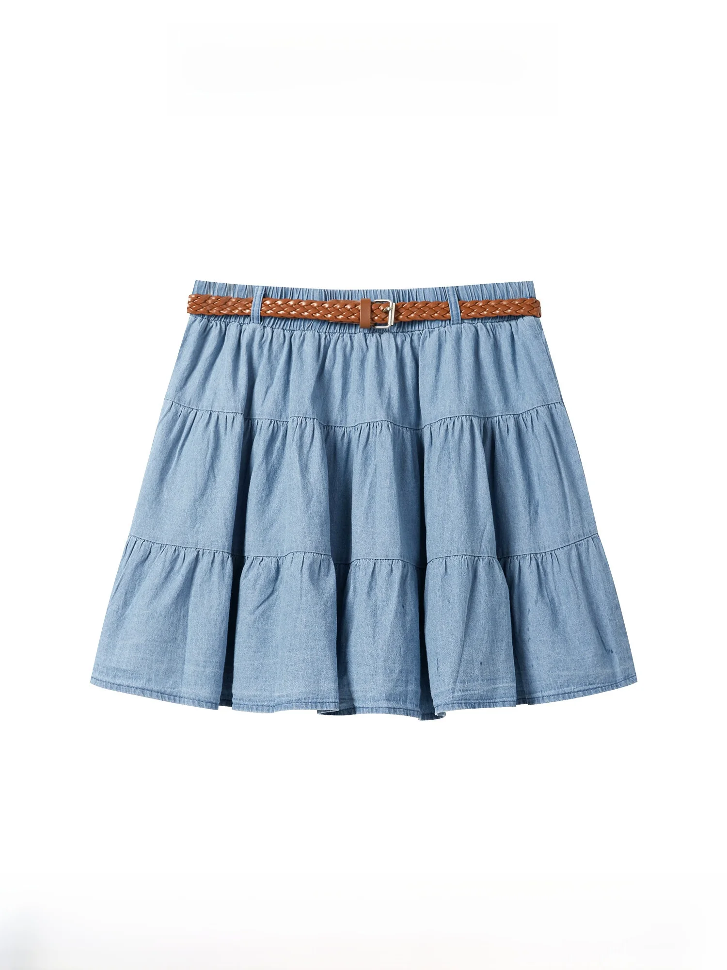 

Ретро светло-голубая джинсовая юбка с высокой талией, женская модная универсальная короткая юбка в корейском стиле, для повседневной носки, хлопковая, А-силуэт