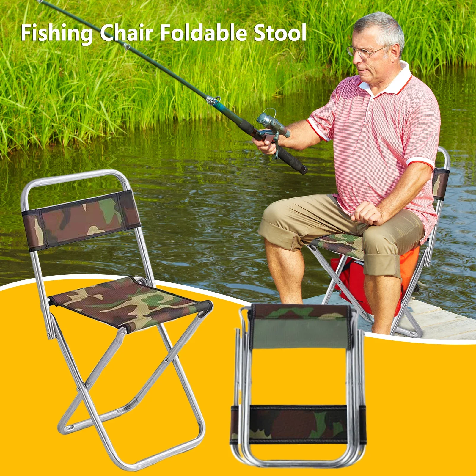 

Portable Folding Stool Outdoor Versatile Lightweight Stool Indoor Outdoor Use Non-slip Lightweight Camping Folding Fishing chair