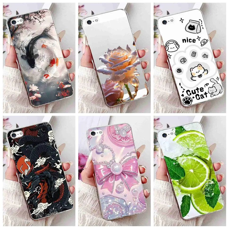 Чехол для Apple iPhone 5 A1428, новый модный мягкий силиконовый чехол из ТПУ с рисунком для iPhone 5 A1429, защитный чехол с милым котом, бампер