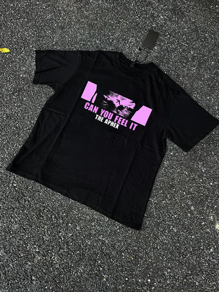 100% Cotton Men T-Shirt Aphex Twin Graphic Print Vintage Summer Tees Oversized Short Sleeve Tops Y2k Streetwear Female Clothing