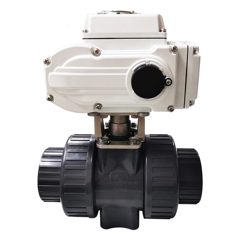 dn65 dn80 pvc 50mm electric actuator plastic motorized 220v electric water control ball valve