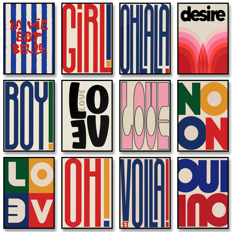 Trendige Kunstposter 'Love Is Love' Leinwanddruck mit Kühner Typografie, Moderne Wandkunst für Zimmer und Heimdekoration