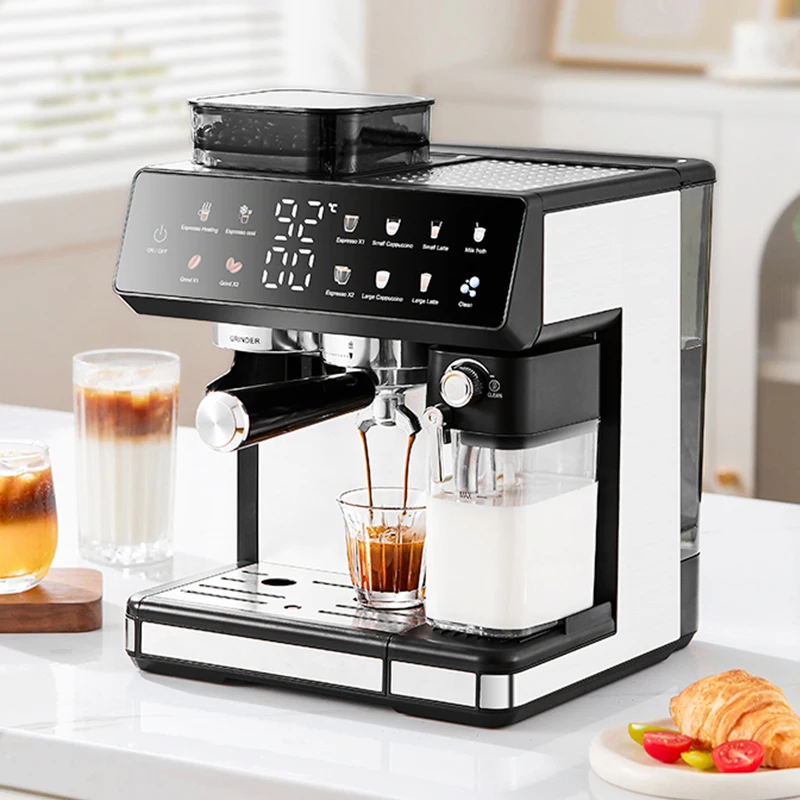 ماكينة اسبريسو أوتوماتيكية بالكامل، شاشة رقمية تعمل باللمس، رغوة الحليب الباردة والساخنة، ماكينة طحن القهوة المتكاملة